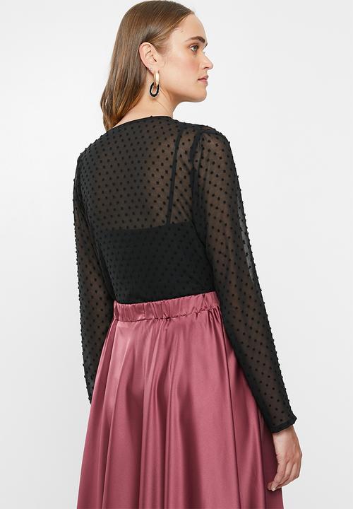 MILLA - Wrap shawl bodysuit - black