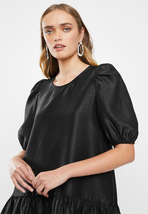 MILLA - Puff sleeve mini dress - black