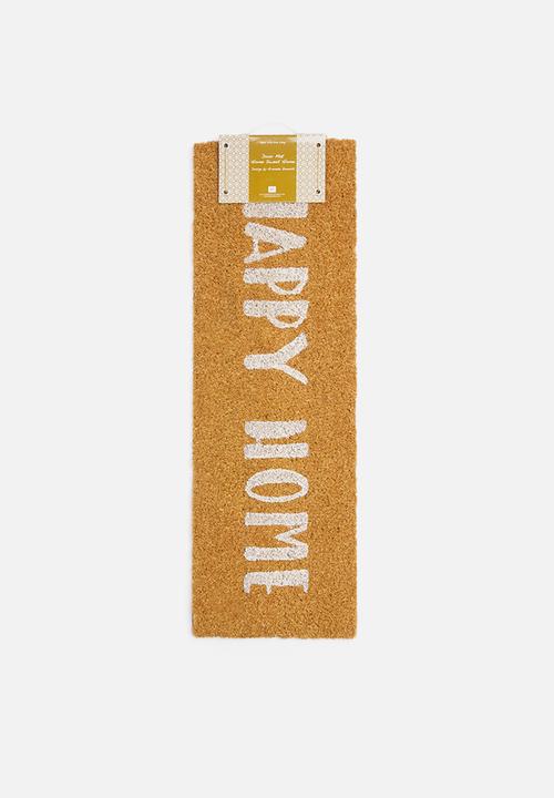 Present Time - Happy home door mat - white