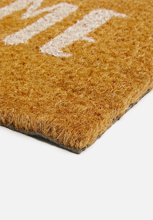 Present Time - Happy home door mat - white