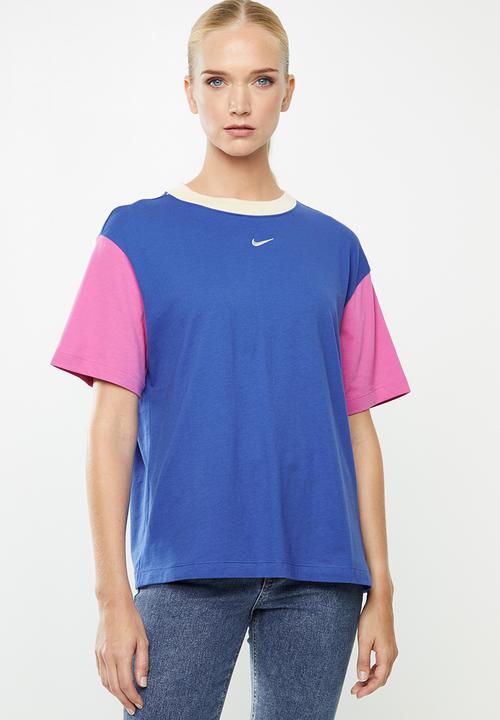 royal blue and pink nike shirt