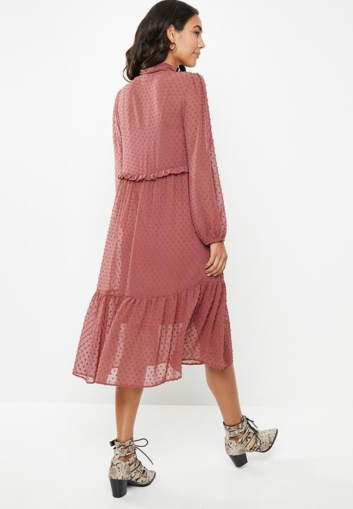 VELVET - Tiered midi dress - rose