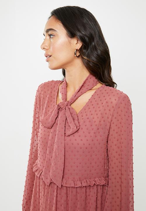 VELVET - Tiered midi dress - rose
