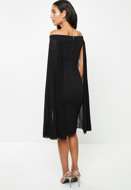 VELVET - Bardot midi bodycon - black