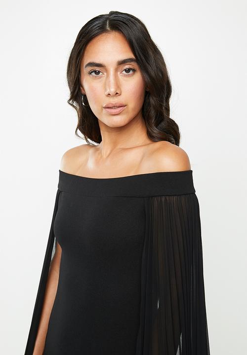 VELVET - Bardot midi bodycon - black