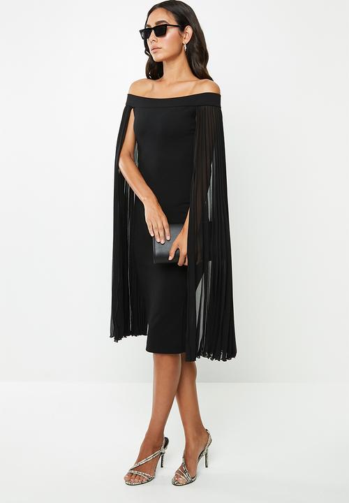 VELVET - Bardot midi bodycon - black