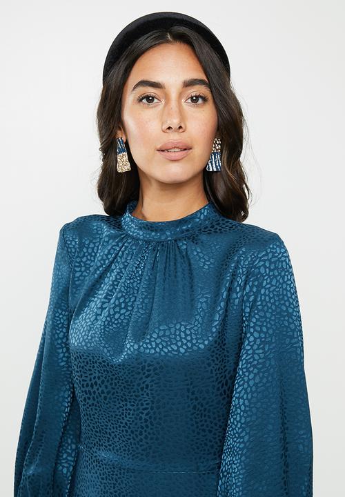 VELVET - Satin midi dress - ash blue