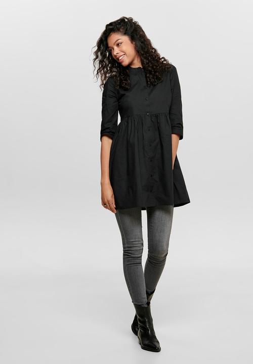 Jacqueline de Yong - Ulle 3/4 shirt dress - black