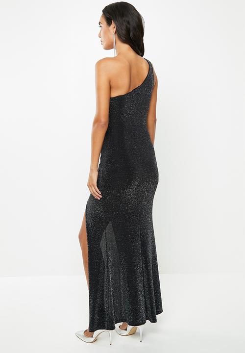 VELVET - Asymmetric metallic maxi - black