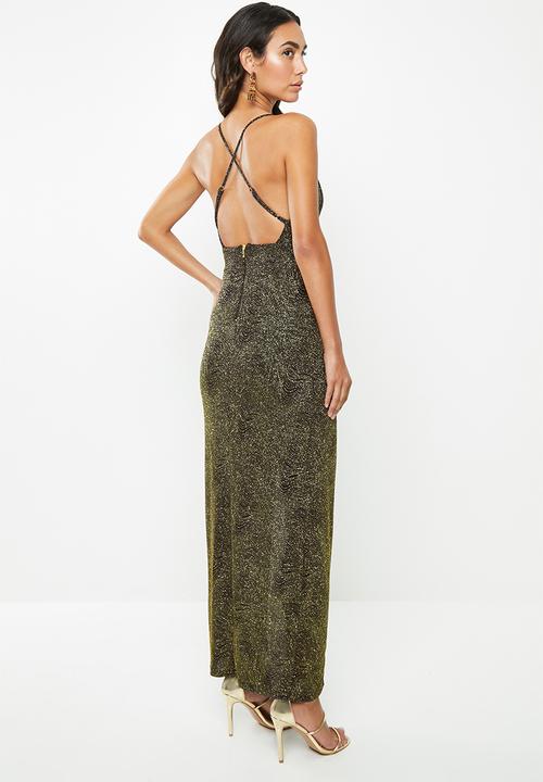 VELVET - Sparkle maxi dress - black & gold