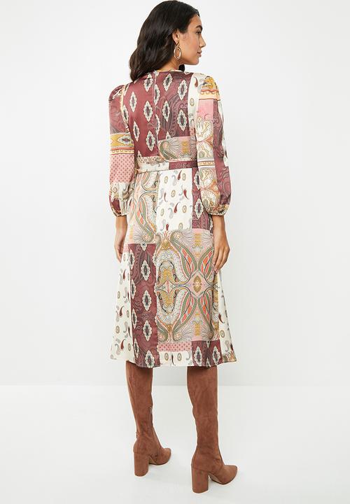 VELVET - Pleated midi dress - multi