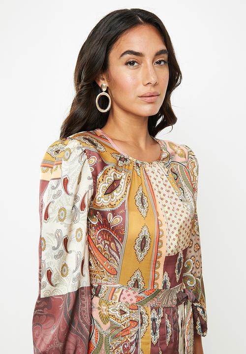 VELVET - Pleated midi dress - multi
