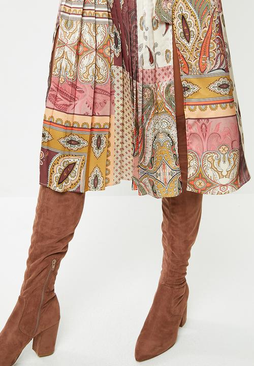 VELVET - Pleated midi dress - multi