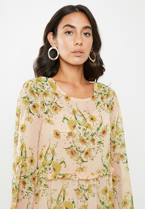 VELVET - Floral midi dress - peach