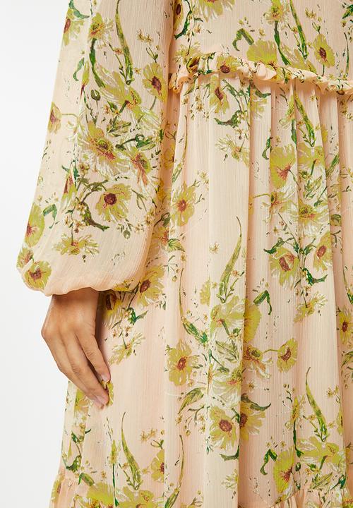 VELVET - Floral midi dress - peach