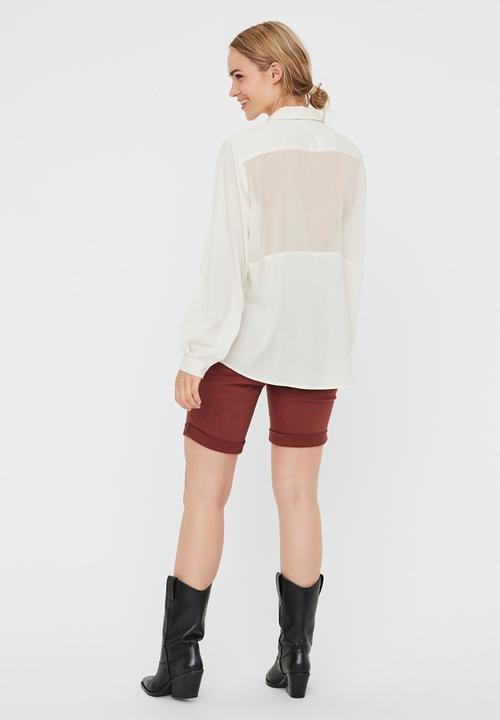 Vero Moda - Genia long sleeve v-neck top - cream