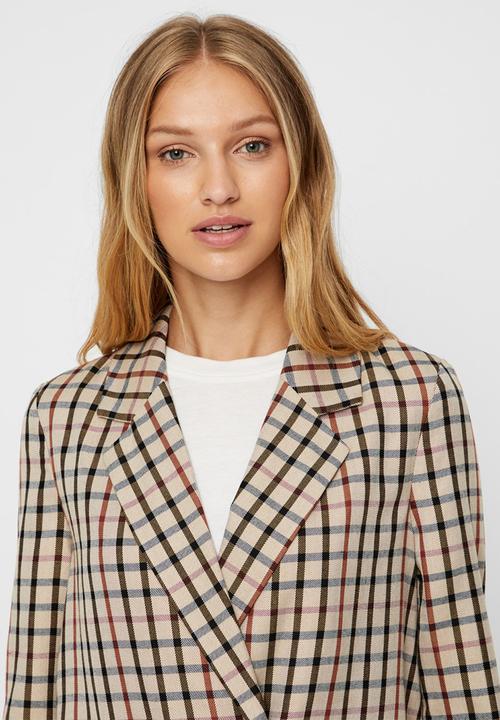 Vero Moda - Maja check blazer - beige & brown 