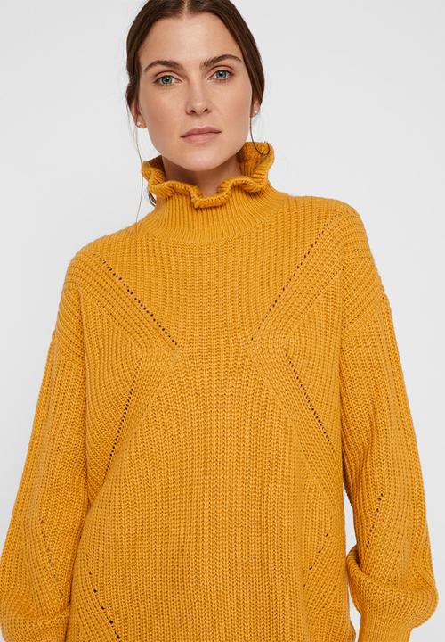 Vero Moda - Glendora siska long sleeve high neck blouse - yellow 