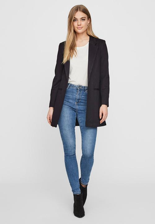 Vero Moda - Aney long sleeve long blazer - black