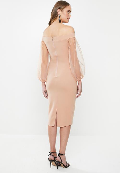 MILLA - Bardot midi dress - neutral