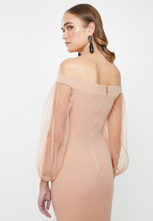 MILLA - Bardot midi dress - neutral