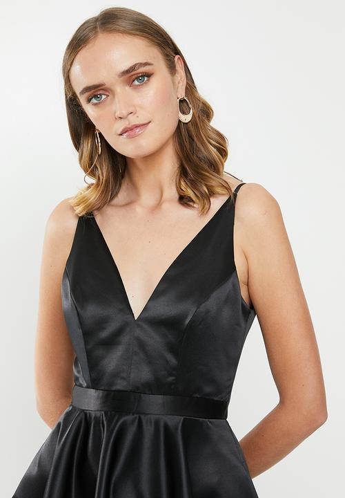 MILLA - Satin skater dress - black