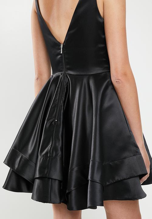 MILLA - Satin skater dress - black