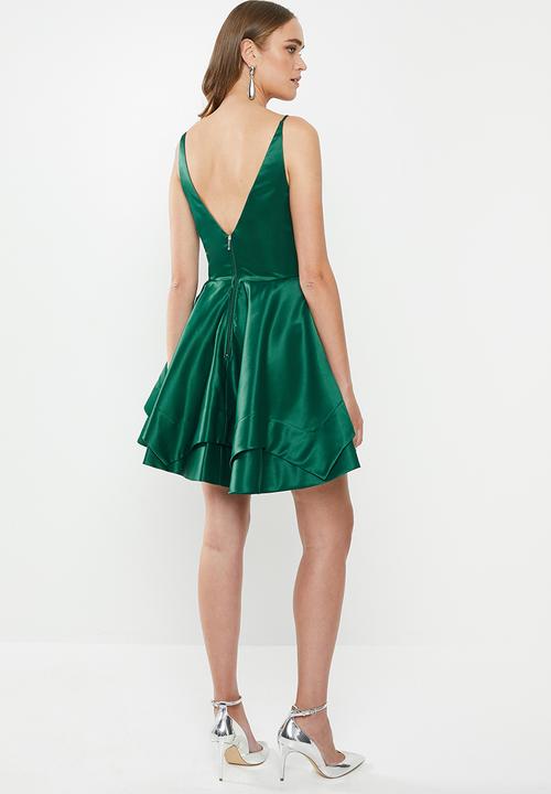 MILLA - Satin skater dress - emerald green 