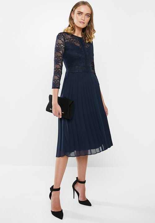 MILLA - Lace pleated dress - navy ink 