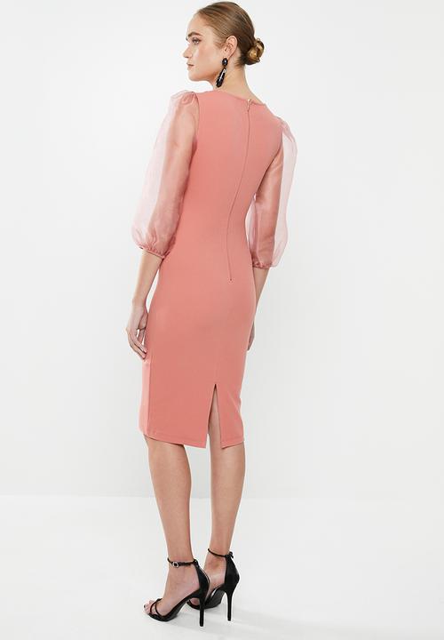MILLA - Square neck midi dress - rose shadow