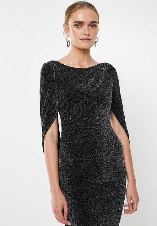 MILLA - Metallic cape dress - black