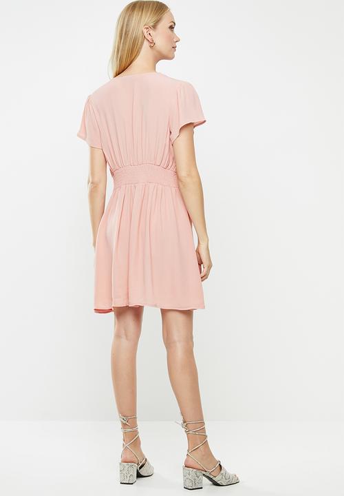 Cotton On - Woven Marisa gathered front mini dress - misty rose