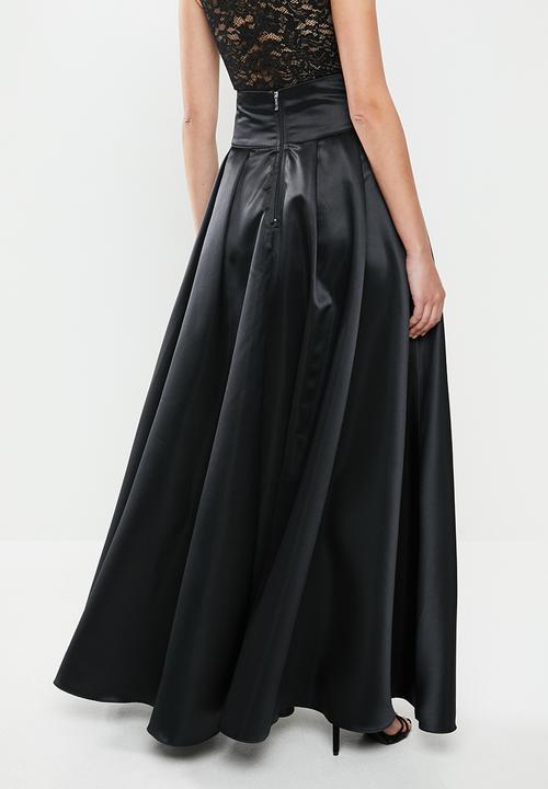 MILLA - Satin maxi skirt - black