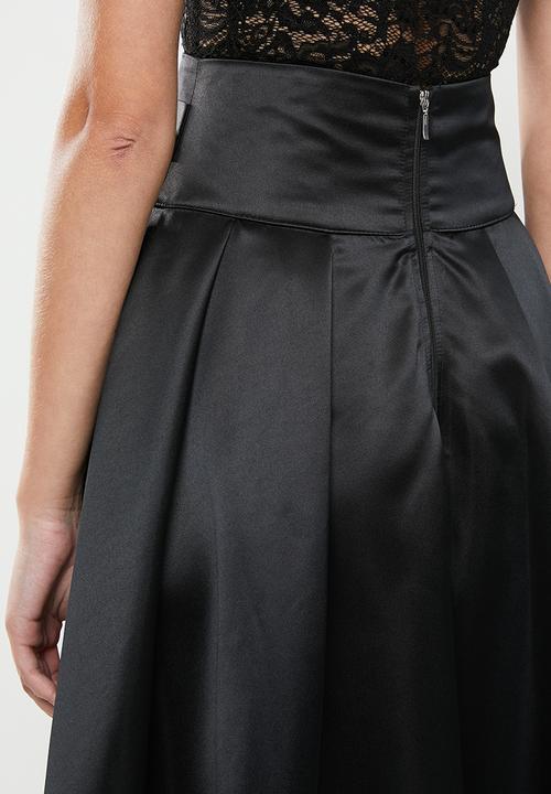 MILLA - Satin maxi skirt - black