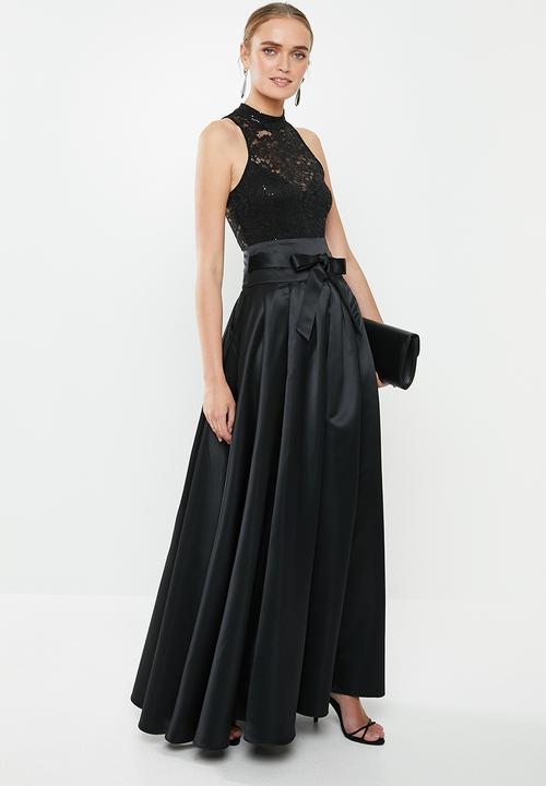 MILLA - Satin maxi skirt - black