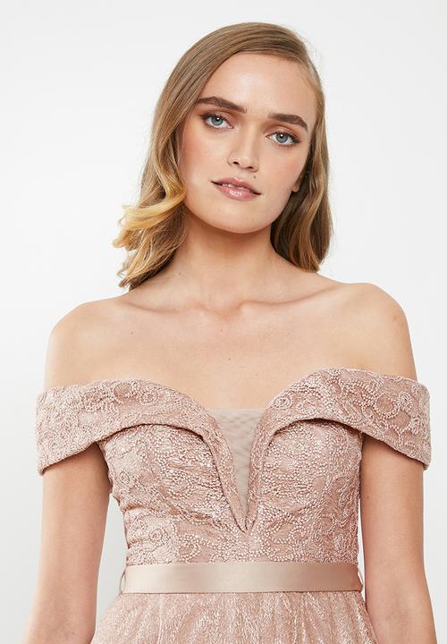 MILLA - Bardot lace maxi - neutral  
