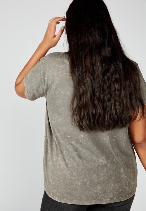 Cotton On - Curve graphic tee stay wild - grey