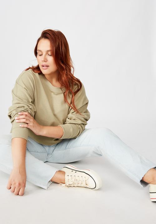 Cotton On - Curve hayley seam detail boxy crew - green 