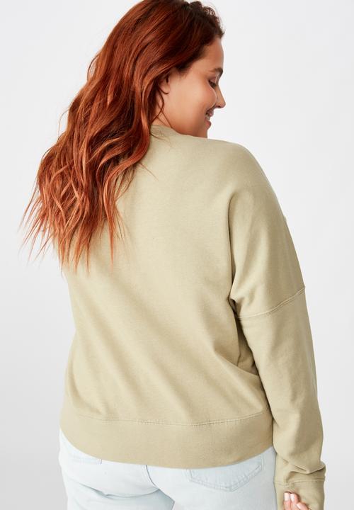 Cotton On - Curve hayley seam detail boxy crew - green 
