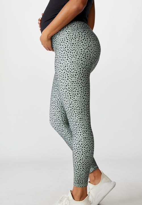 Cotton On - Maternity ultimate studio 7/8 tight speckle spot animal - green