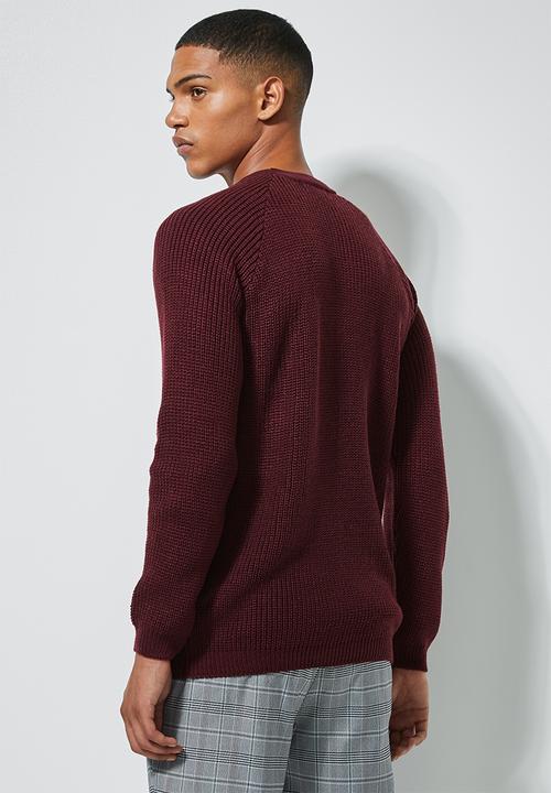 Superbalist - Textured raglan knit - burgundy