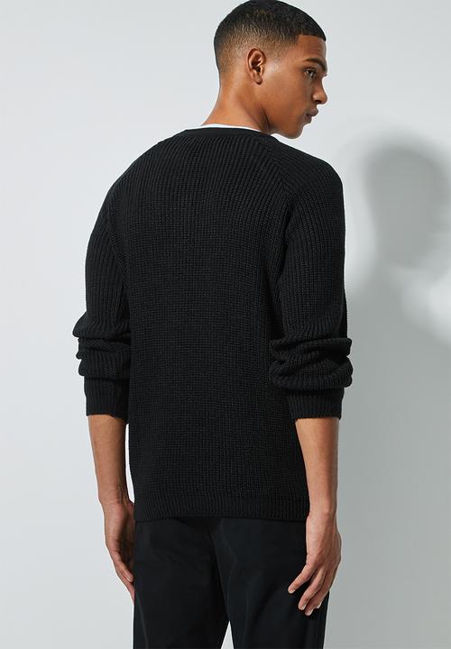 Superbalist - Textured raglan knit - black