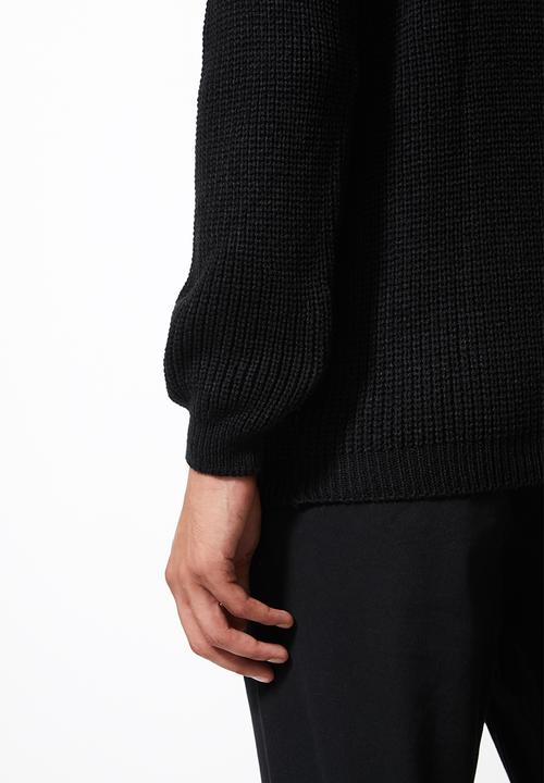 Superbalist - Textured raglan knit - black