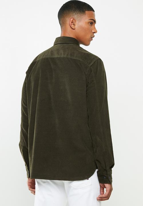 Selected Homme - Craig regular fit cord shirt - khaki
