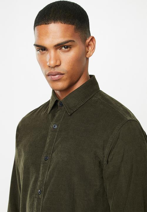 Selected Homme - Craig regular fit cord shirt - khaki