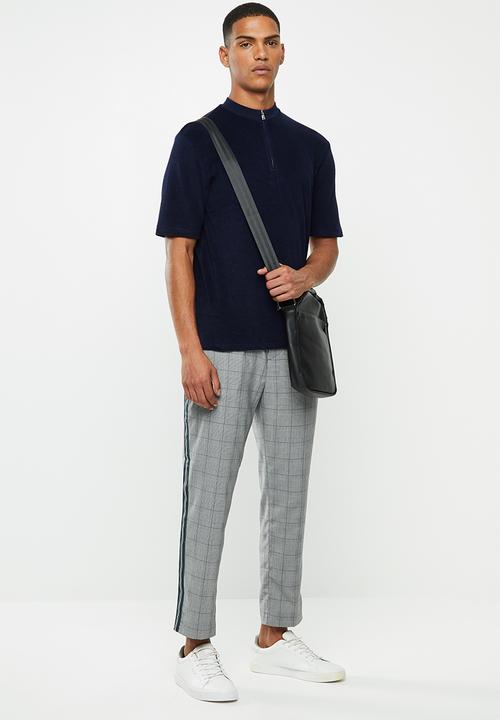 Selected Homme - Terry half zip polo - navy