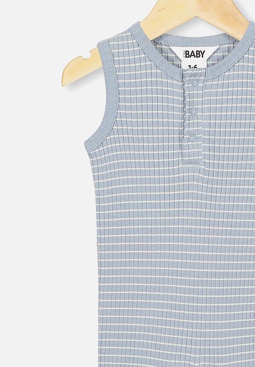 Cotton On - The sleeveless long leg rib romper - blue