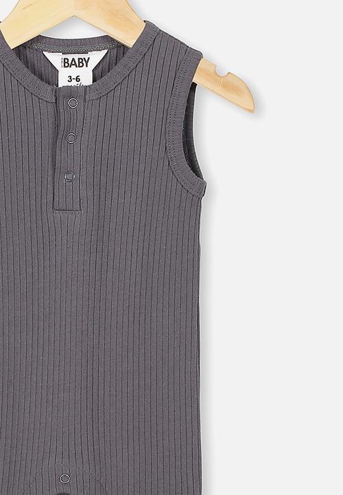 Cotton On - Sleeveless long leg rib romper - grey