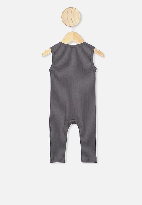 Cotton On - Sleeveless long leg rib romper - grey