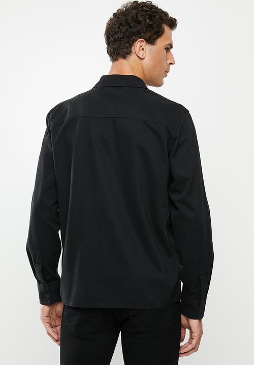 Only & Sons - Gavin long sleeve twill workwear overshirt - black